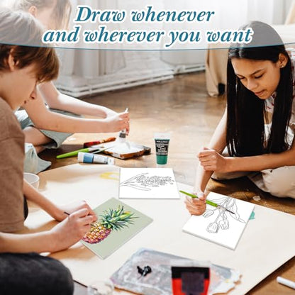 Engrowtic 12 Pcs 8 x 10 Flower Fruit Pre Drawn Canvas to Paint for Adults - style: Cream Style
