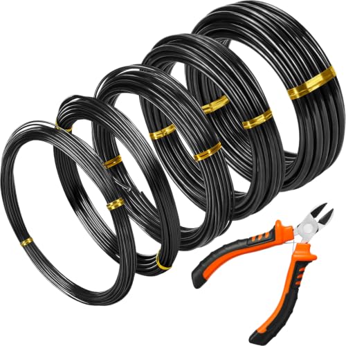 Mudder 5 Roll Bonsai Training Wire Aluminum 1/1.5/2/4/6mm Black - color: Black, size: 1/1.5/2/4/6mm