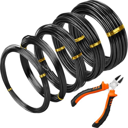 Mudder 5 Roll Bonsai Training Wire Aluminum 1/1.5/2/4/6mm Black - color: Black, size: 1/1.5/2/4/6mm