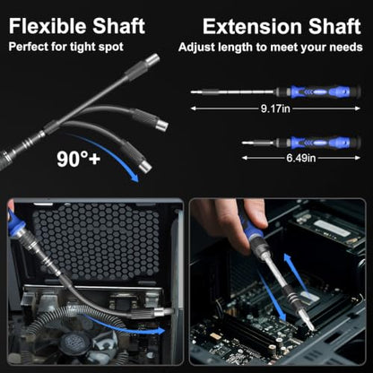 STREBITO Electric Screwdriver, 144-in-1 Precision Screwdriver Set - color: Blue
