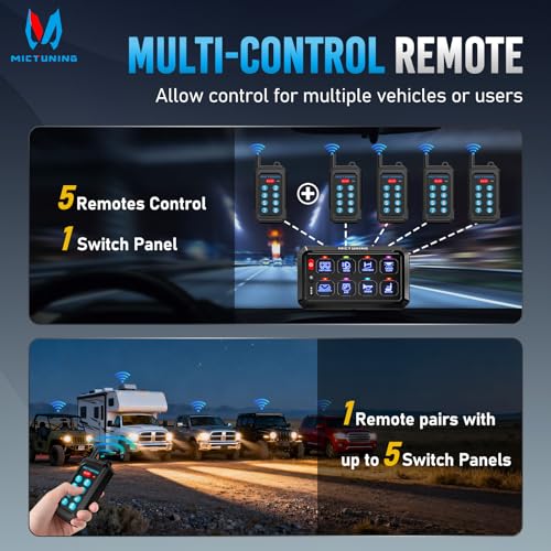 MICTUNING P1Y 8 Gang Switch Panel, Remote and APP Control, Up to 230FT - size: RGB 8 Gang(APP+Remote Control)