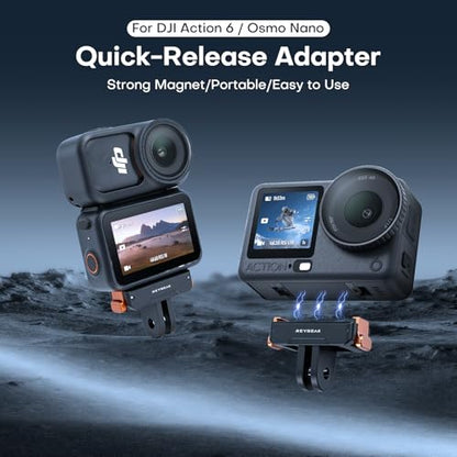 REYGEAK Magnetic Quick Release Adapter for DJI Action 6/Osmo Nano, 2 Pack - color: Two Pack