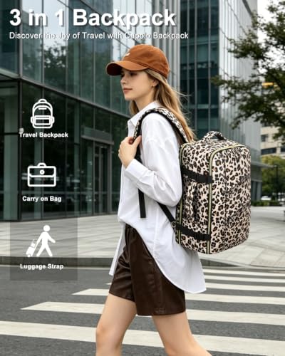 Capolo Travel Laptop Backpack Women Carry On Backpack Weekender Travel Bag - color: Leopard, size: Large