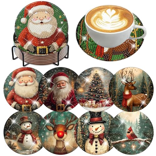 ijbnhd Christmas Diamond Art Coasters Kit, 8 PCS, 4X4inch - color: Christmas-5