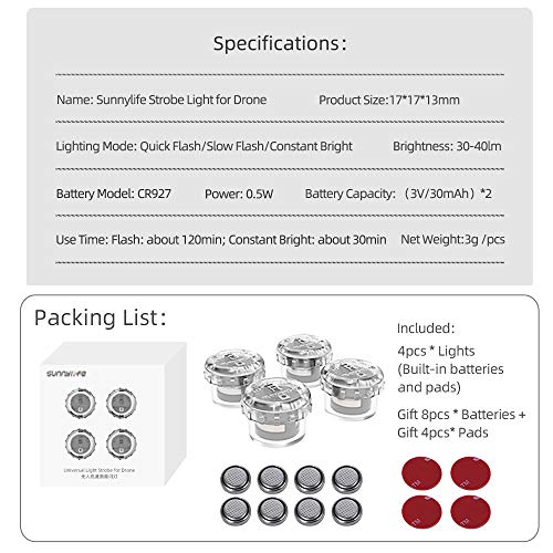 4Pcs Drone Strobe Lights, Anti Collision Light for Drone Night Flying, Universal Quick Flash LED Navigation Light Kit for DJI Neo, Mini 4 Pro, Avata 2, Mini 4k, Air 3S & All RC Drones Accessory