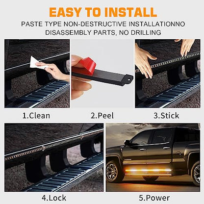 XRIDONSEN 2PCS 70 inch Running Board Strobe Lights 864 LED Emergency Lights - color: Amber/White
