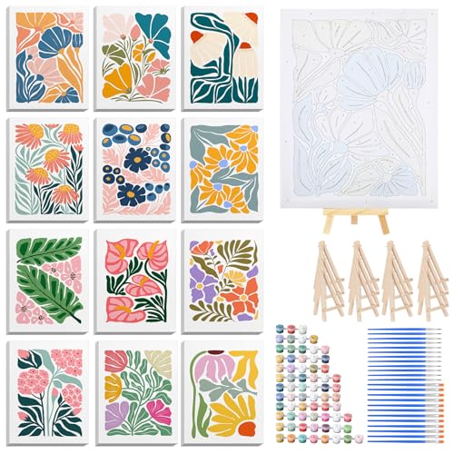 RoundFunny 12Set Paint by Numbers Kit for Adult Garden Bloom Painting 8x10 - style: Garden Bloom