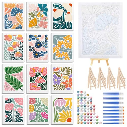 RoundFunny 12Set Paint by Numbers Kit for Adult Garden Bloom Painting 8x10 - style: Garden Bloom