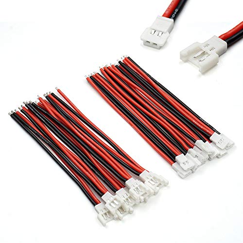 10 Pairs 2.0mm Spade 2P Cable 8cm Lead Plug Connector Male and Female for 1S Lipo Battery Charging Drone Syma X5C X5SW SNAPTAIN S5C - size: 80 millimeters