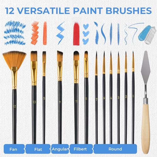 Nicpro 46PCS Acrylic Paint Canvas Set for Adults with 24 Paints (36ML) - color: 24 colors