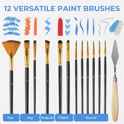 Nicpro 46PCS Acrylic Paint Canvas Set for Adults with 24 Paints (36ML) - color: 24 colors