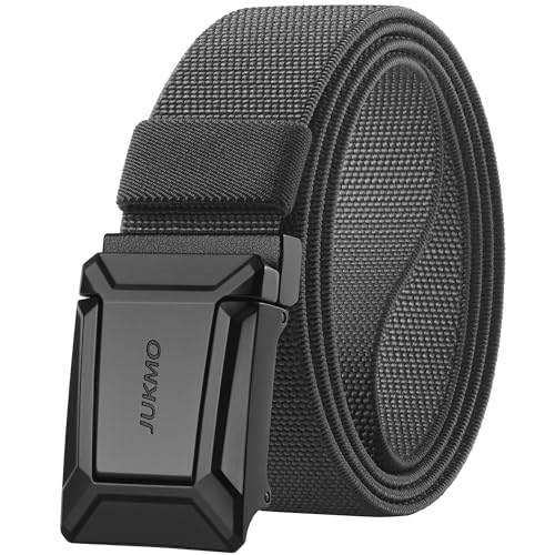 JUKMO Men's Stretch Tactical Belt, 1.5" Elastic Nylon Web with Flip Buckle - color: Grey, size: XXX-Large-for Waist 54"-58" (Length 65")