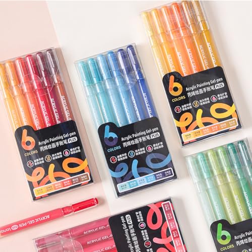6 Colors 1.0mm Fine Pointed Acrylic Gel Pen Set,brown - color: Orange