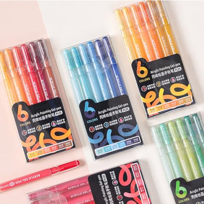 6 Colors 1.0mm Fine Pointed Acrylic Gel Pen Set,brown - color: Orange
