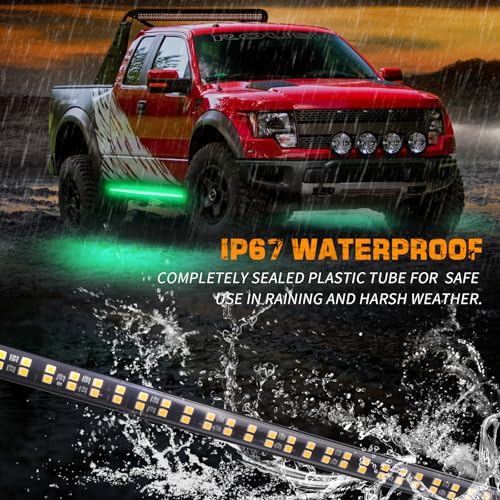XRIDONSEN 2PCS 60 inch Running Board Strobe Lights Green Emergency Lights - color: Green