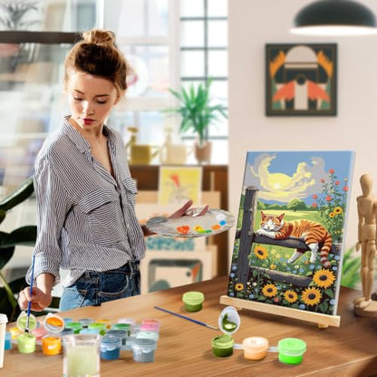 YOYA Framed Paint by Numbers Kit for Adults - Sunset Cat Paint by Number - color: Cat 029