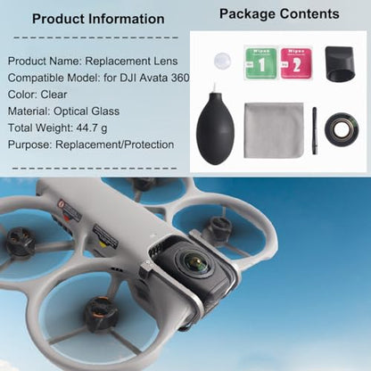 Replacement Lens for DJI Avata 360 Drone Restores True Aerial Image High Clarity Optical Glass Camera Lenses with Complete Installation Tools