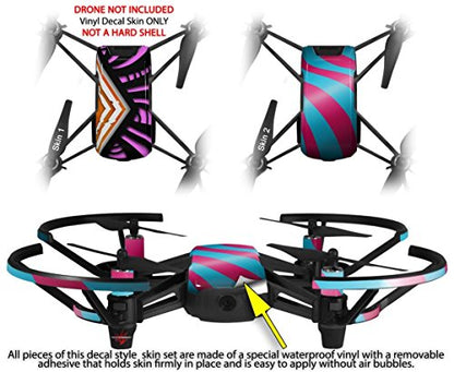 Skin Decal Wrap 2 Pack Compatible with DJI Ryze Tello Black Waves Orange Hot Pink Drone NOT Included