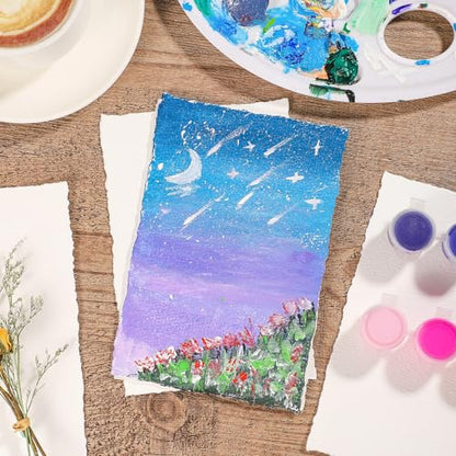 Prudiut Cotton Watercolor Paper 25 Sheets 4 x 6 in, 300 GSM, Deckled Edge - size: 4 x 6 inch