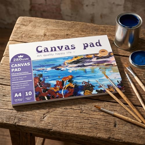 Canvas Paper Pad for Acrylic Painting, Oil Painting & Drawing, 10 Sheets