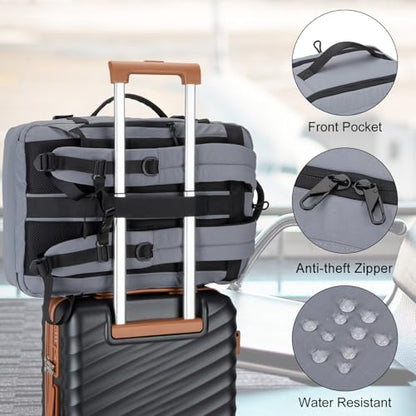 Tzowla 40L Carry-On Travel Backpack with Large Water Bottle Holder,Personal Item Travel Bag with 3 Packing Cubes,17.3 Inch Laptop Backpacks for Men and Women,Hiking Casual Outdoor Daypack(Grey) - color: Grey