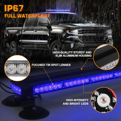 XRIDONSEN 37 Inch104 LED Roof Strobe Light Bar Rooftop Magnetic lights - color: Blue