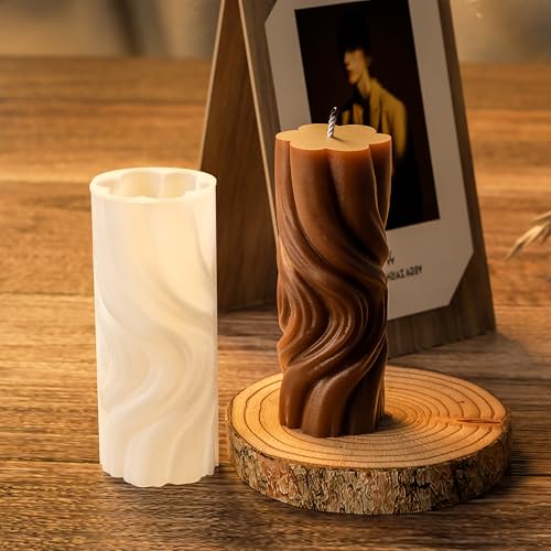 2 Pack Spiral Wave Resin Casting Molds - Silicone for 3D Animal Candle Making - color: column-wave-2-pack-32823
