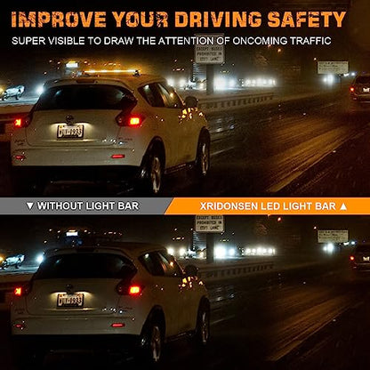 XRIDONSEN 37" 104 LED Roof Strobe Light Bar Amber White Warning Lights - color: Amber/White