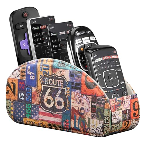 TV Remote Control Holder with 5 Compartments,Remote Caddy/Tray for Table - color: Road map, size: Small