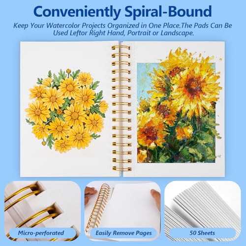 4Pack Watercolor Paper,Cold Press Water Color Paper,50 Sheets Each - size: 4 Packs