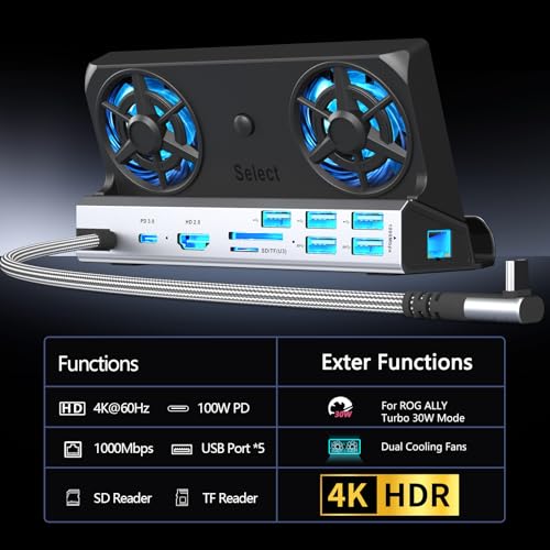 YCE 13-in-1 Steam Deck Dock for Switch/ROG Ally/Legion Go - color: 13-in-1 Dual Cooling Fan