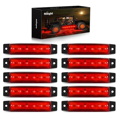 Nilight 3.8 Inch 6 LED Red Trailer Side Marker Lights,10 Pack - color: 3.8" Red 10Pcs