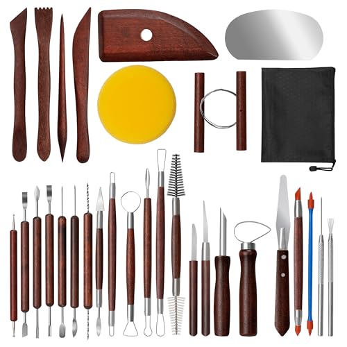 Amrules 31 Pcs Polymer Clay Sculpting Tools Kit for Adults, Red - color: Red-31Pcs