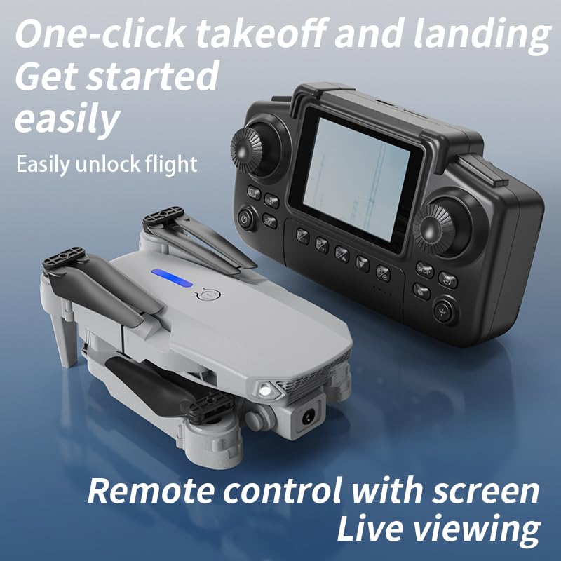 E88 Nova 2.4Inch Screen Remote Control Drone with 5G HD Real-Time Transmission, Foldable Quadcopter with 360° Roll, Barometric Altitude Hold, Dual Camera Switching, Trajectory Flight, Long Battery Life, Ideal for Beginners and Adults