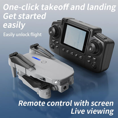 E88 Nova 2.4Inch Screen Remote Control Drone with 5G HD Real-Time Transmission, Foldable Quadcopter with 360° Roll, Barometric Altitude Hold, Dual Camera Switching, Trajectory Flight, Long Battery Life, Ideal for Beginners and Adults