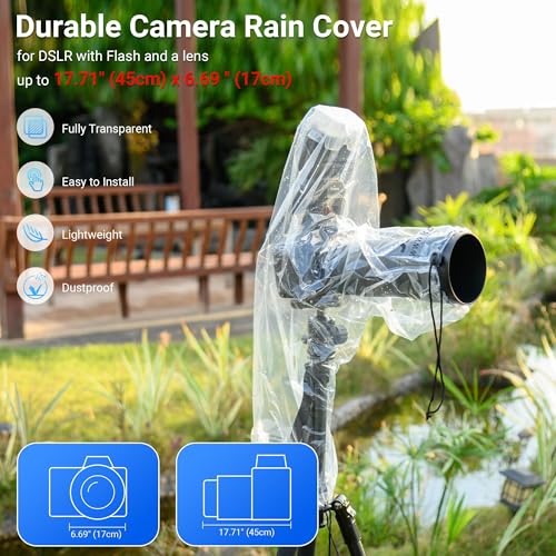 2PCS Clear Camera Rain Cover Sleeve with Flash for Camera + Lens up to 18" - color: (2Pack)for Long Lens w Flash