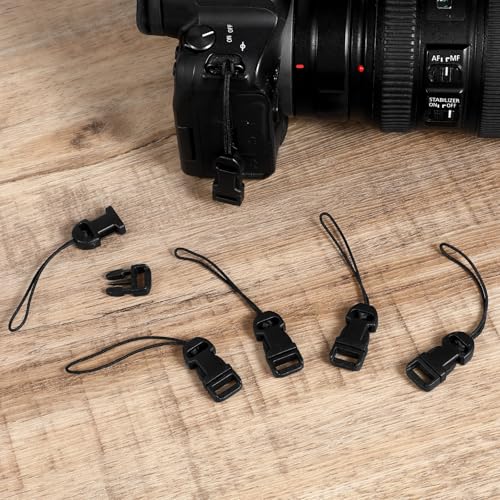 6 Pcs Black Quick Release Camera Strap QD Loops Connector Adapter Adjustable Quick Release Buckles Camera Quicks Releases Lanyard Clip for All Compact Digital Cameras Binoculars Drone Remote Control