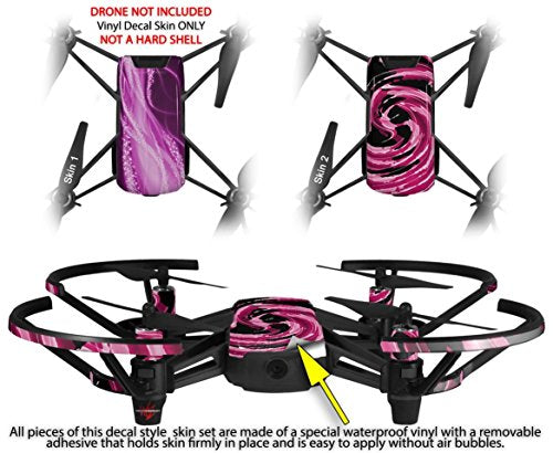 Skin Decal Wrap 2 Pack Compatible with DJI Ryze Tello Mystic Vortex Hot Pink Drone NOT Included