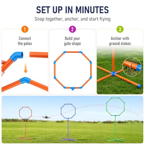 6-in-1 Drone Obstacle Course Kit with Ground Stakes
