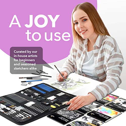 Castle Art Supplies 100 Piece Drawing Sketching and Charcoal Set for Adults