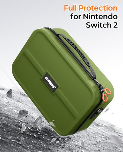 COOWPS for Nintendo Switch 2 Case, 4Pcs Thumb Grips, Protection Travel Case - color: Green