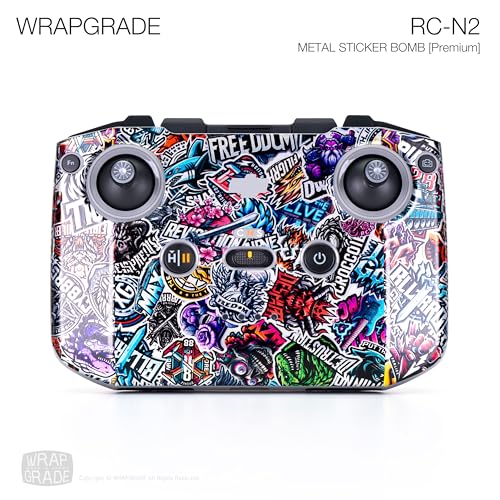 WRAPGRADE Skin Stickers Compatible with DJI RC-N2/N3 (Metal Sticker Bomb) - color: Metal Sticker Bomb