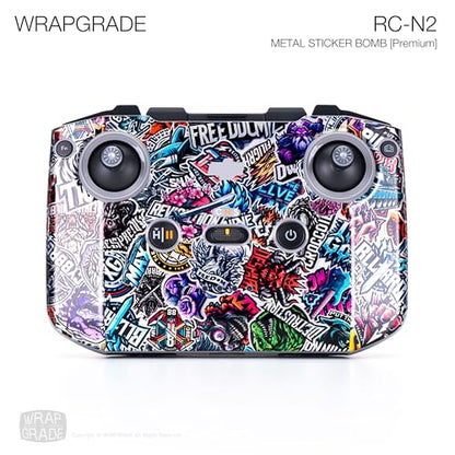 WRAPGRADE Skin Stickers Compatible with DJI RC-N2/N3 (Metal Sticker Bomb) - color: Metal Sticker Bomb