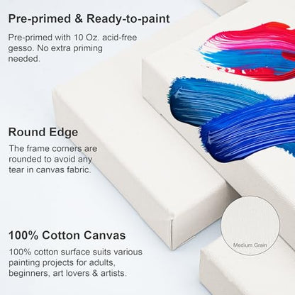 AUREUO 6x6 Inch Gallery Wrapped Canvas 1.5 Inch Depth 4 Pack - size: 6"x6" Gallery