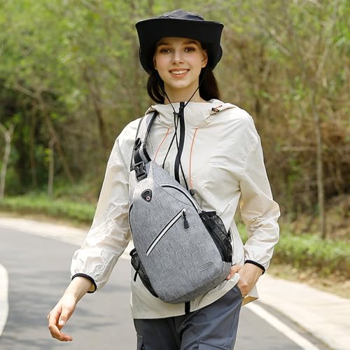 MOSISO Small Sling Bag for Men, Crossbody Shoulder Chest Daypack Bag - color: Gray