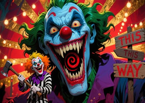 7x5FT Evil Clown Backdrop Horror Circus Background for Halloween Themed Birthday Party Decorations Vinyl - size: 7x5FT