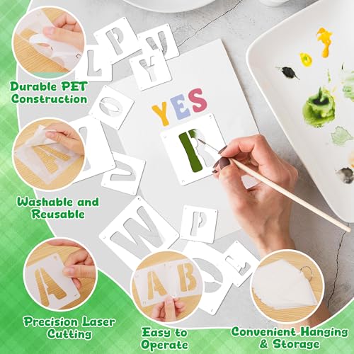 Letter Stencils, 80 Pcs Large Alphabet and Numbers Stencils (1Inch & 2Inch) - size: 1Inch&2Inch