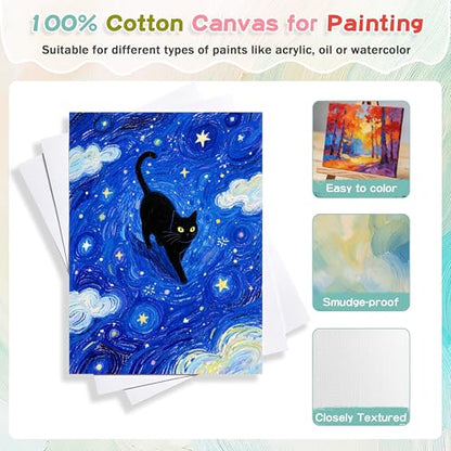 5 Pack 8x10 Canvas and Easel Set, Paint and Sip Kit for Adults Party