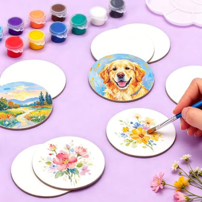 ESRICH 48Pack 3x3IN Round Mini Canvas Magnets, Small Magnetic Paint Canvas - size: 3 x 3 in (48 Pack)