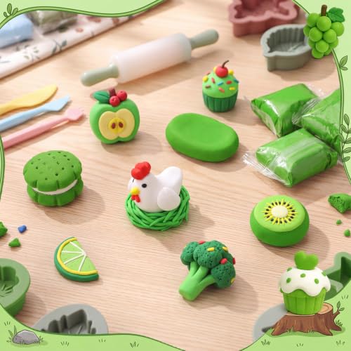 Air Dry Clay Bulk, Modeling Clay for Kids, 100 Pcs, Green - color: Green